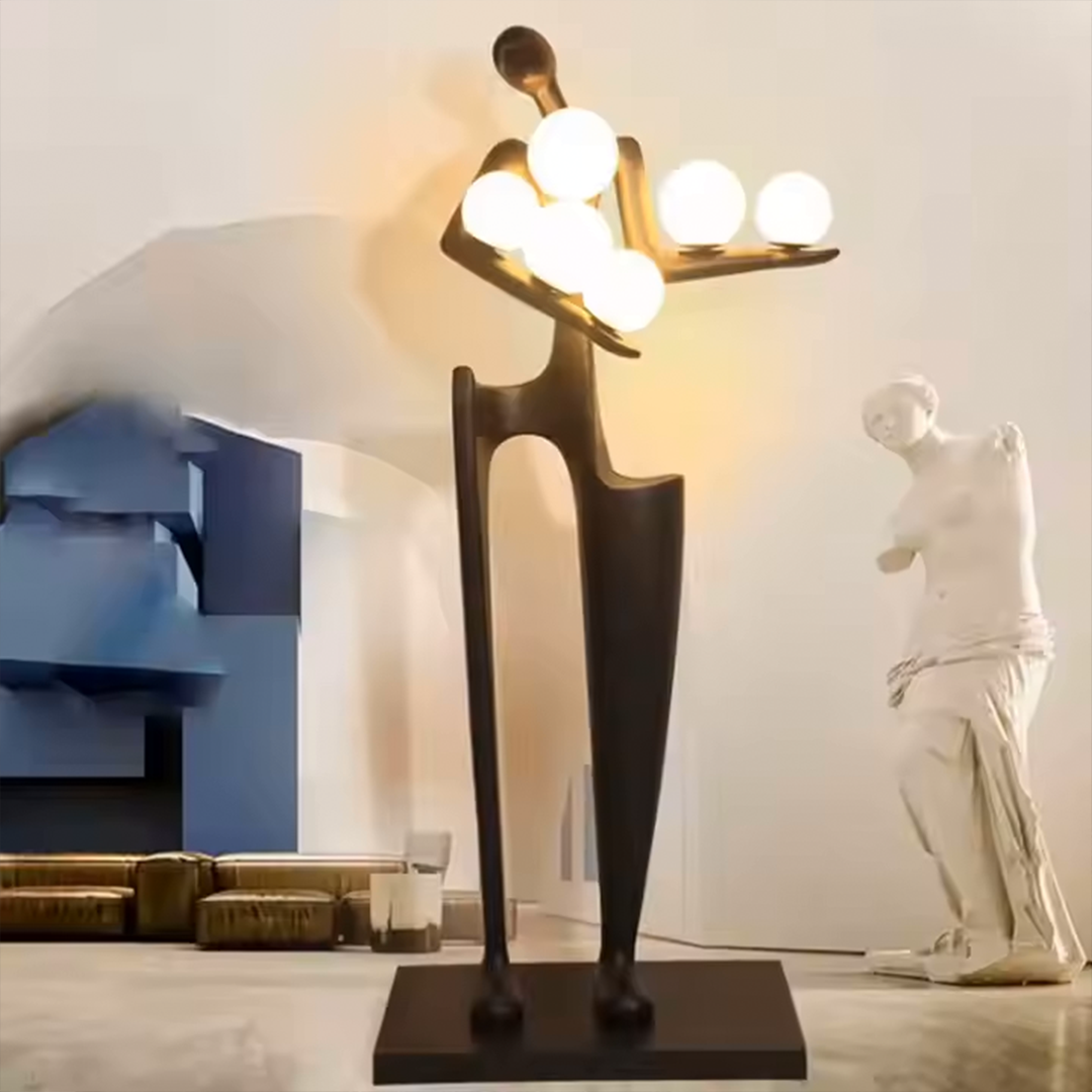 مصباح أرضي على شكل منحوتة فنية مصممة على شكل إنسان
