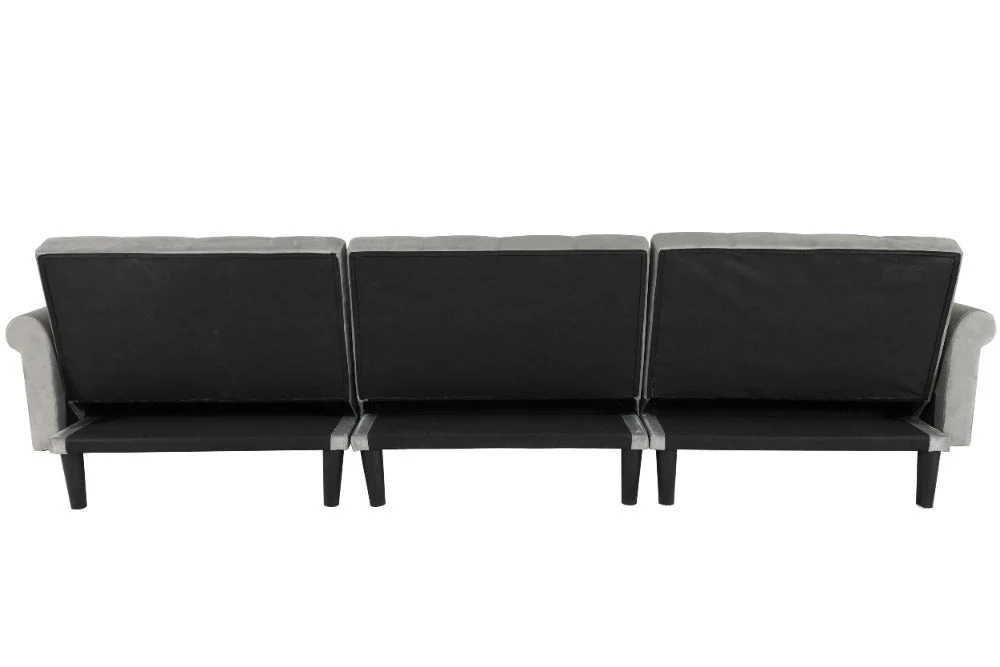 Sofa Bed 180° Convertible Velvet Fabric