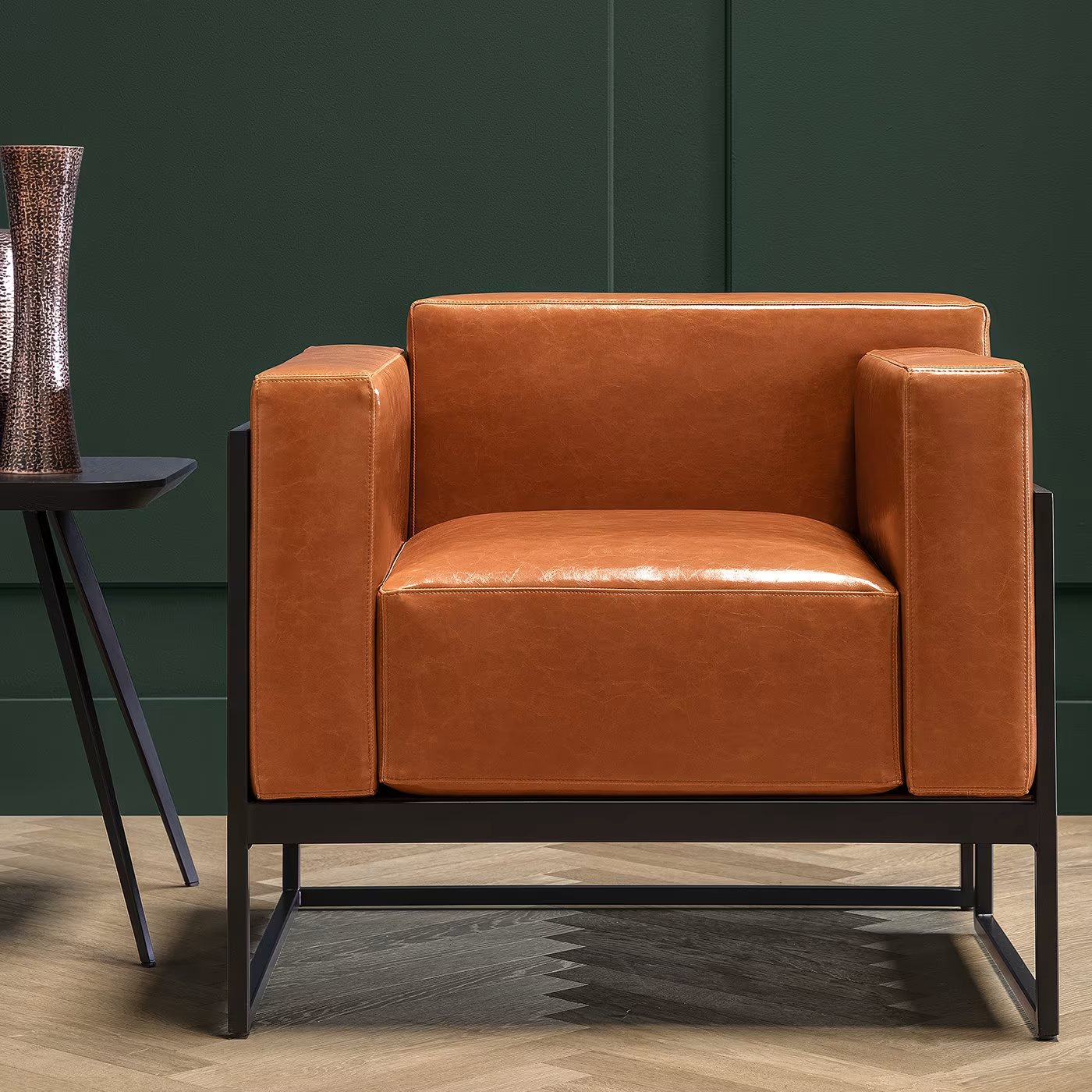 Kirk cognac leather armchair