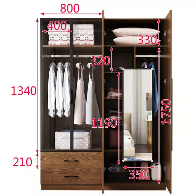 Wooden wardrobe with glass door