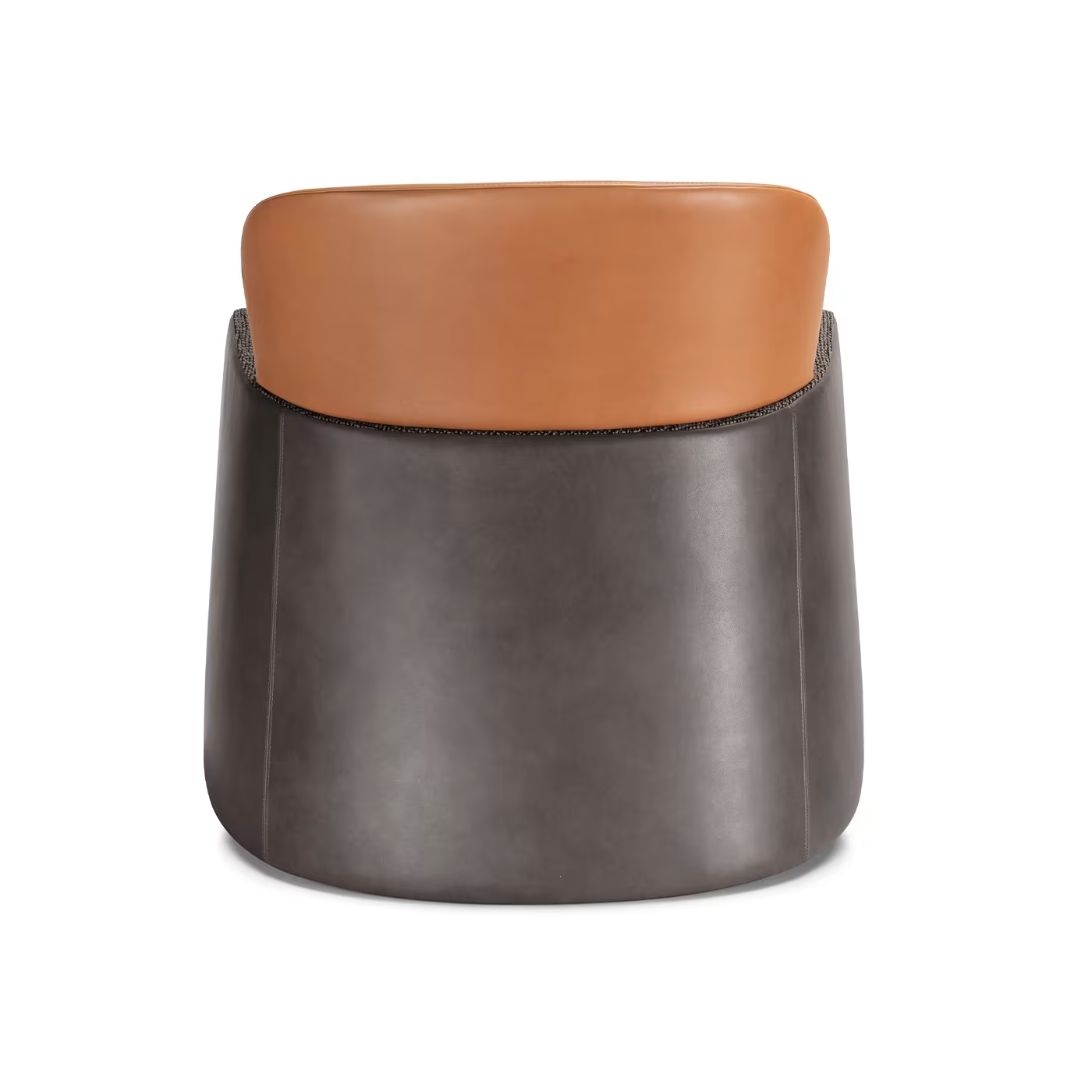 Bucket brown/gray armchair with low headrest