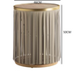 Indian ash side table with gray leather fringe