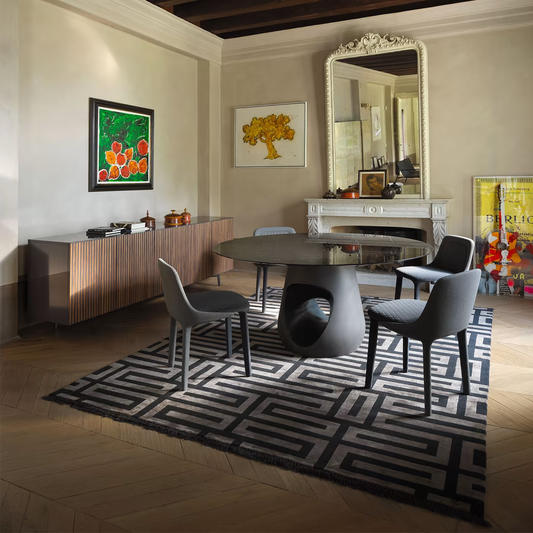 Barbara dining table with marquina marble top